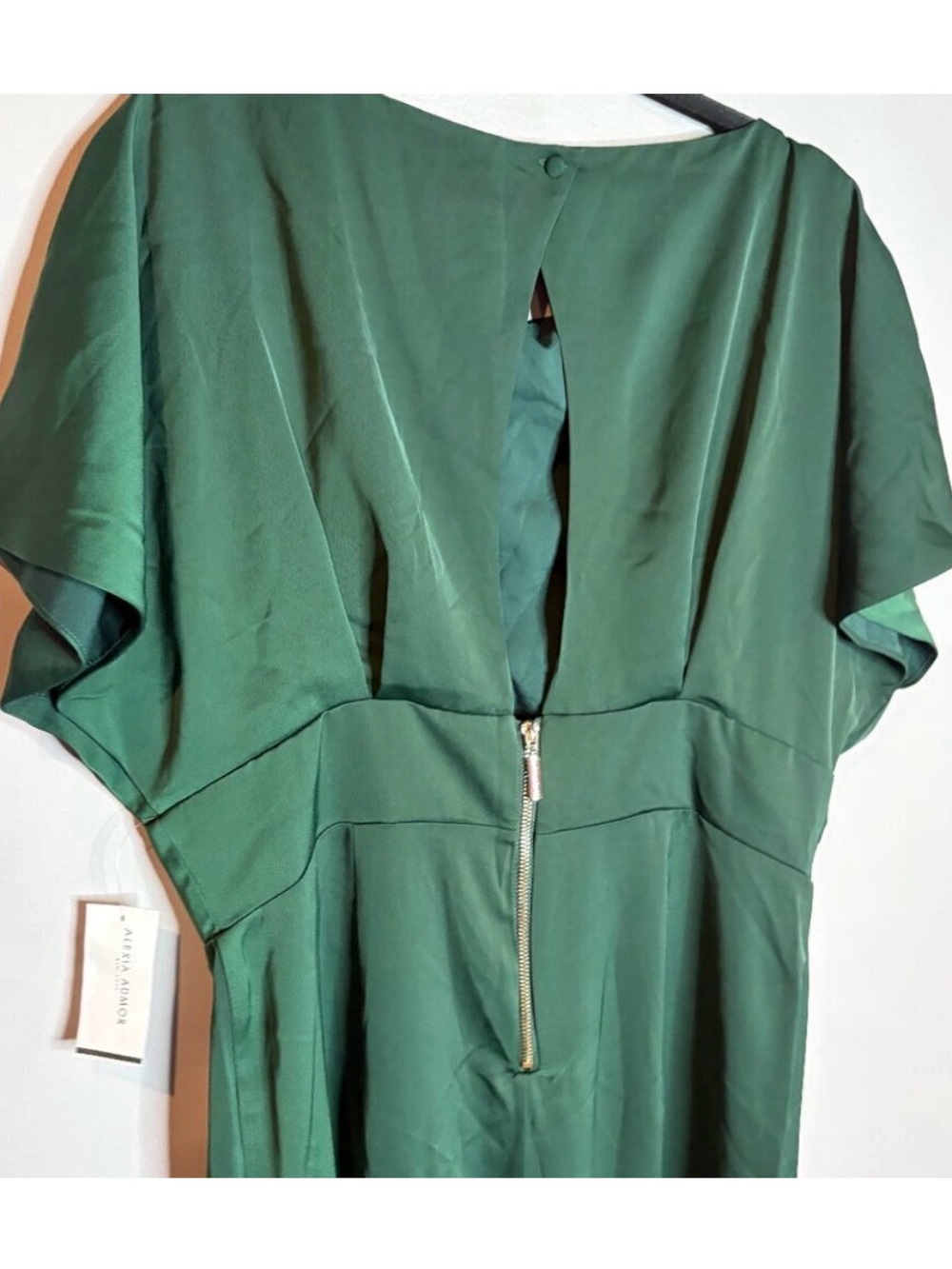 Alexia Admor Wide-Leg Satin Jumpsuit Dark Green